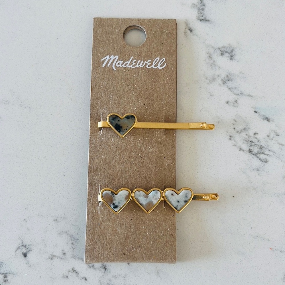 Madewell Two-Pack Stone Heart Hair Pins - Picture 7 of 12